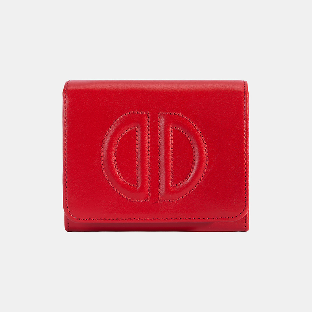 Kadın Kırmızı D Logolu Deri Cüzdan