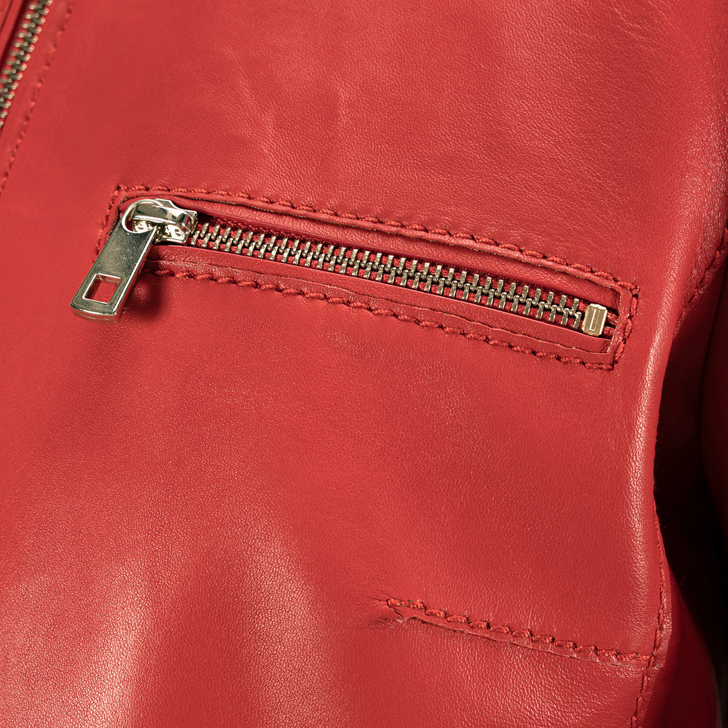 Kadın Kırmızı Deri Ceket