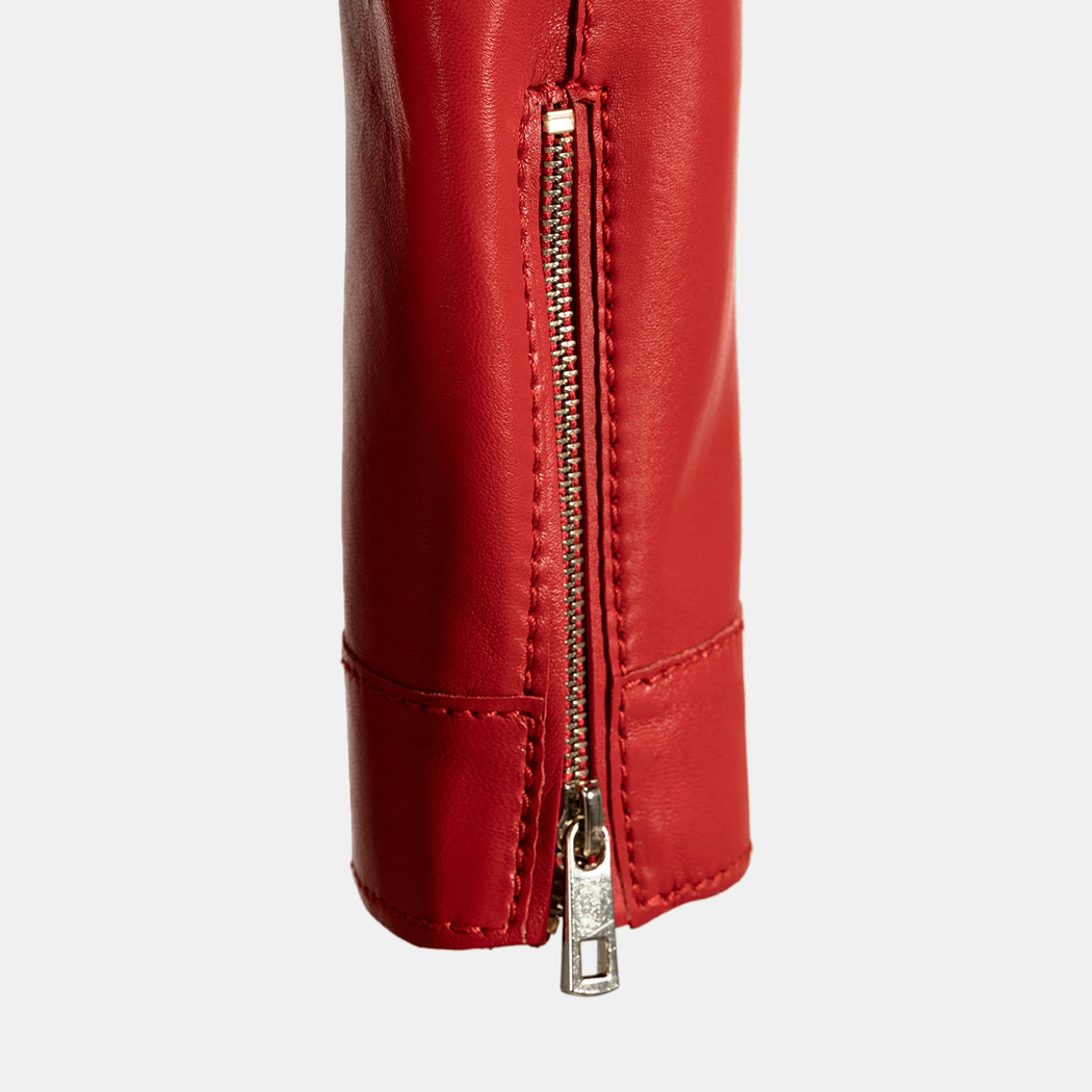 Kadın Kırmızı Deri Ceket