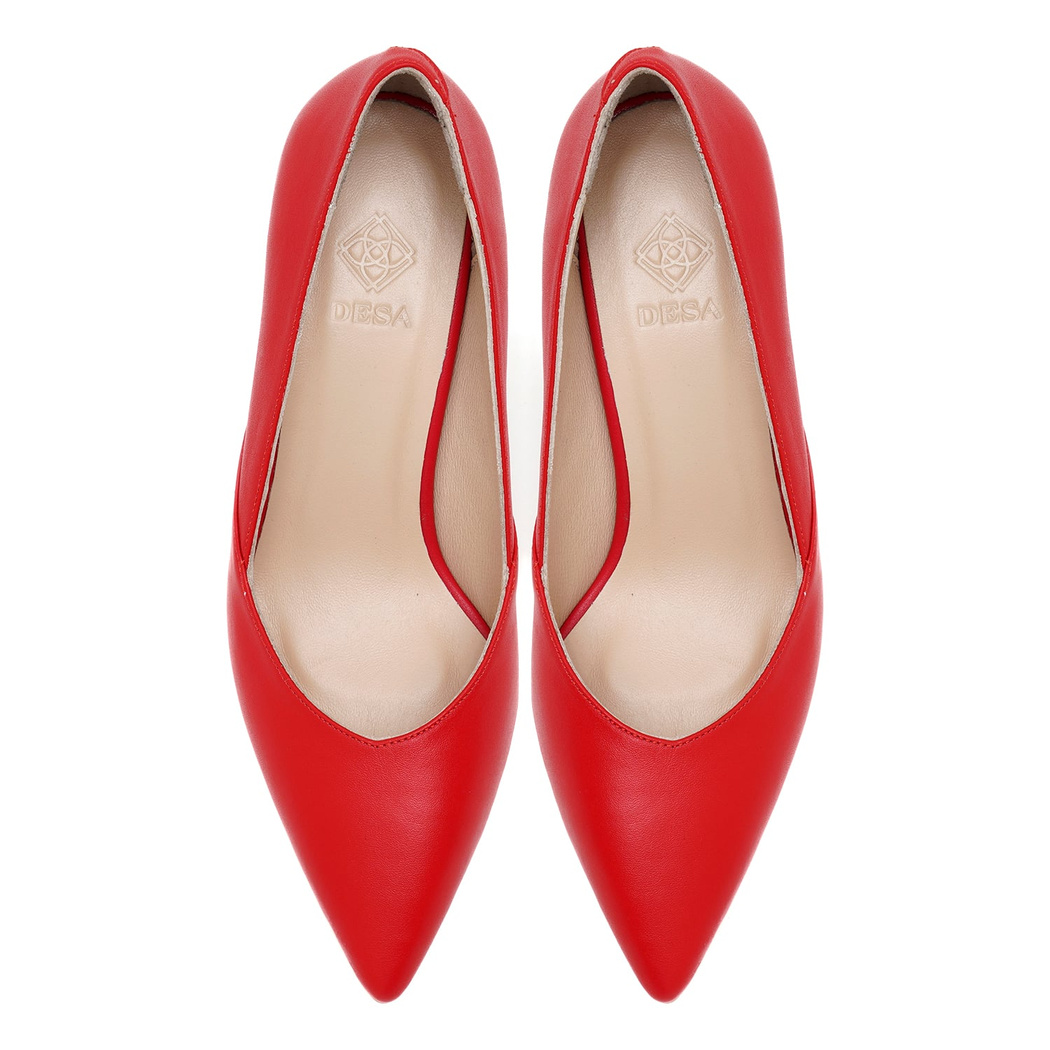 Kadın Kırmızı Deri Klasik Ayakkabı