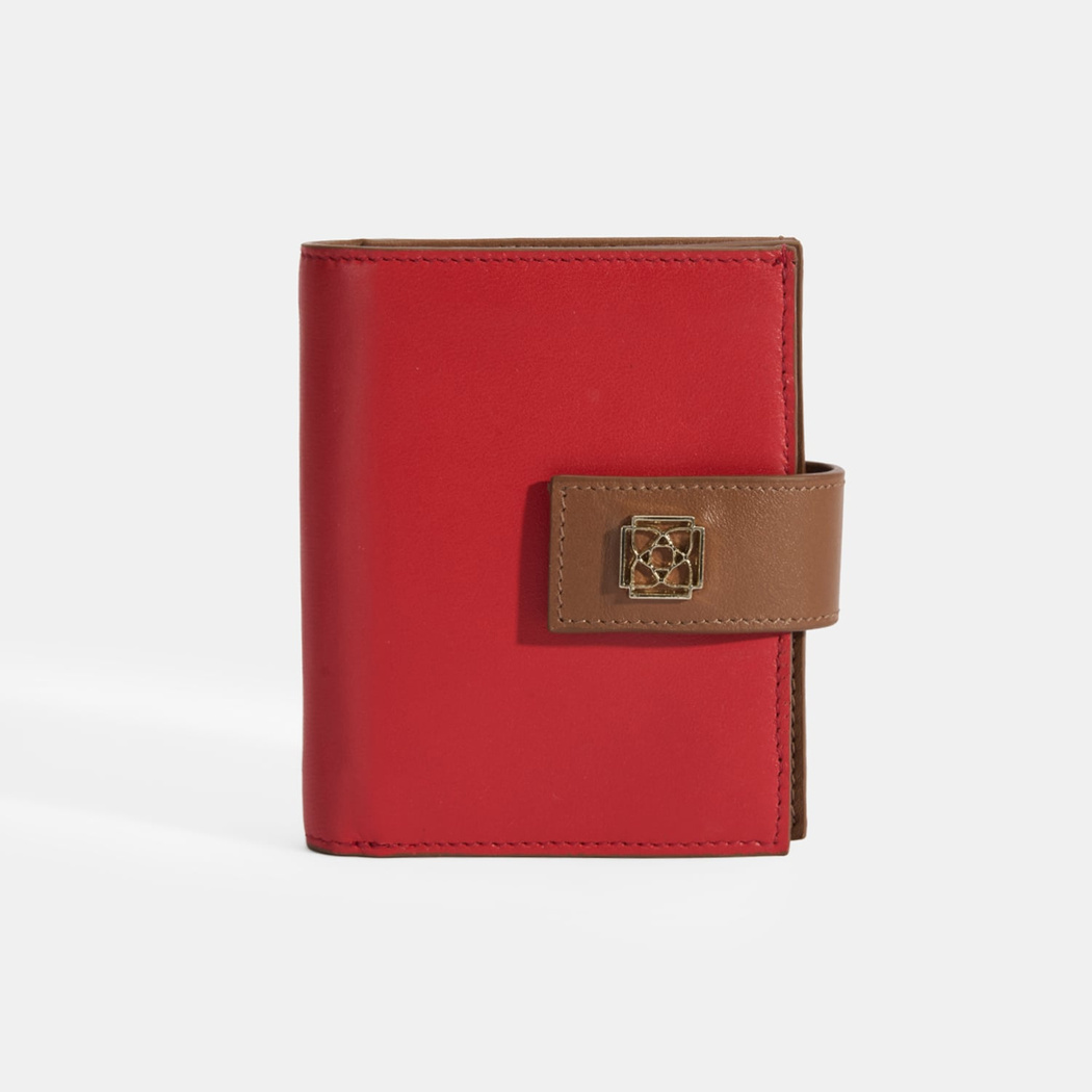 Kadın Kırmızı / Kahve Deri Cüzdan