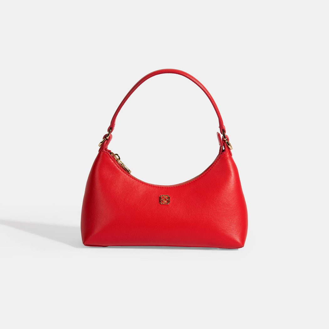 Kadın Kırmızı Omuz Askılı Mini Deri El Çantası