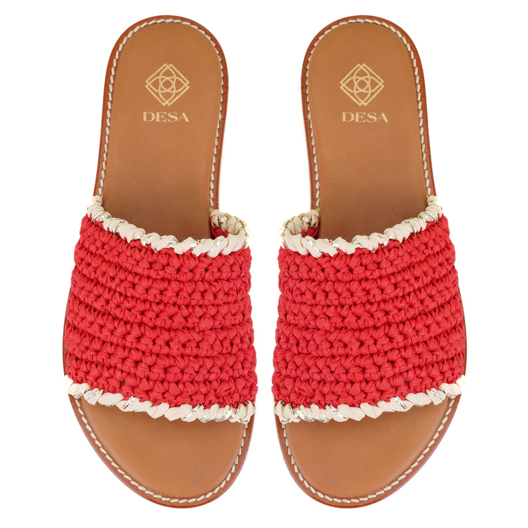 Kadın Kırmızı Örgülü Terlik