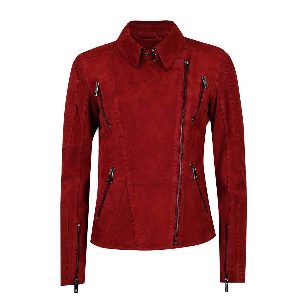 Kadın Kırmızı Süet Deri Ceket