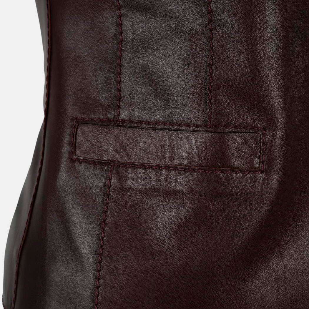 Kadın Koyu Kahve Deri Yelek