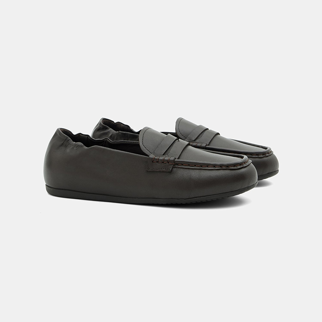 Kadın Koyu Kahve Slip-On Deri Loafer