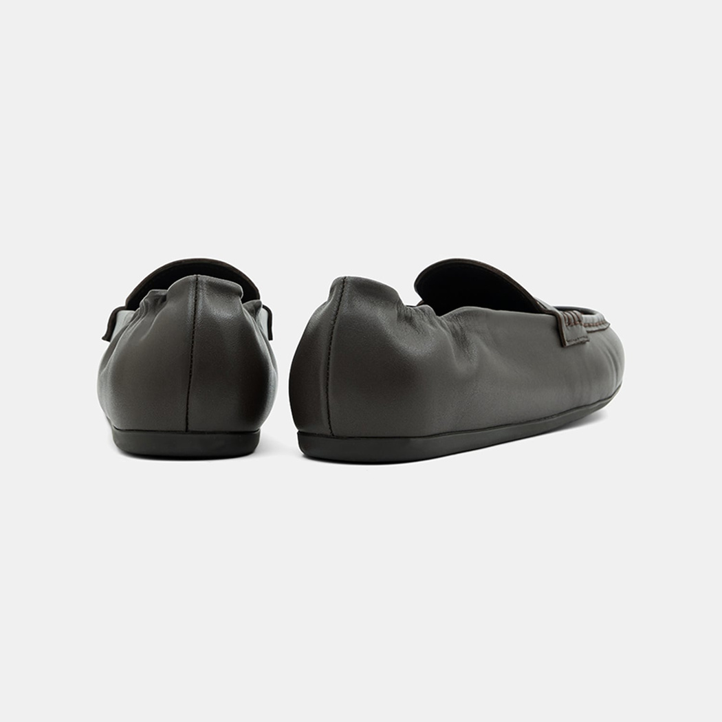 Kadın Koyu Kahve Slip-On Deri Loafer