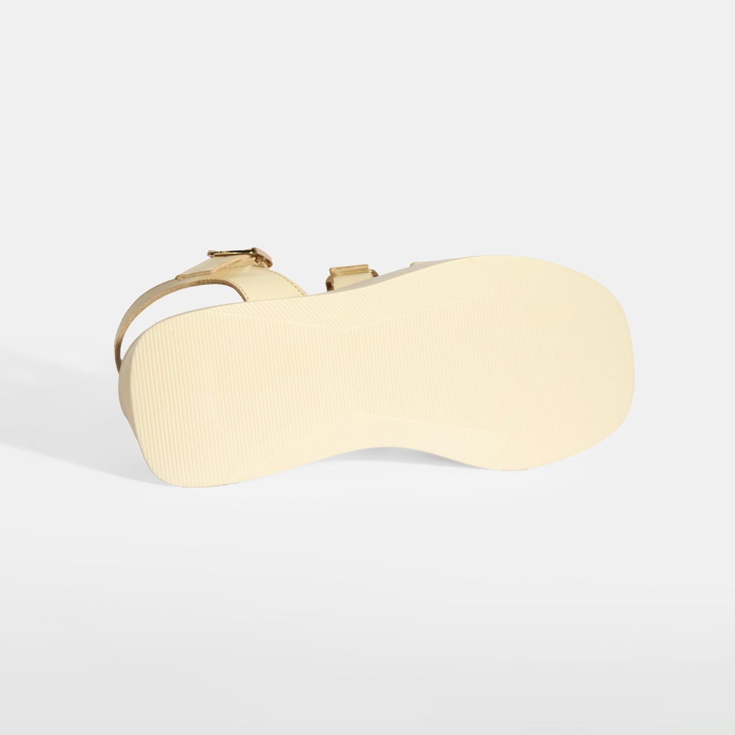 Kadın Krem Deri Sandalet