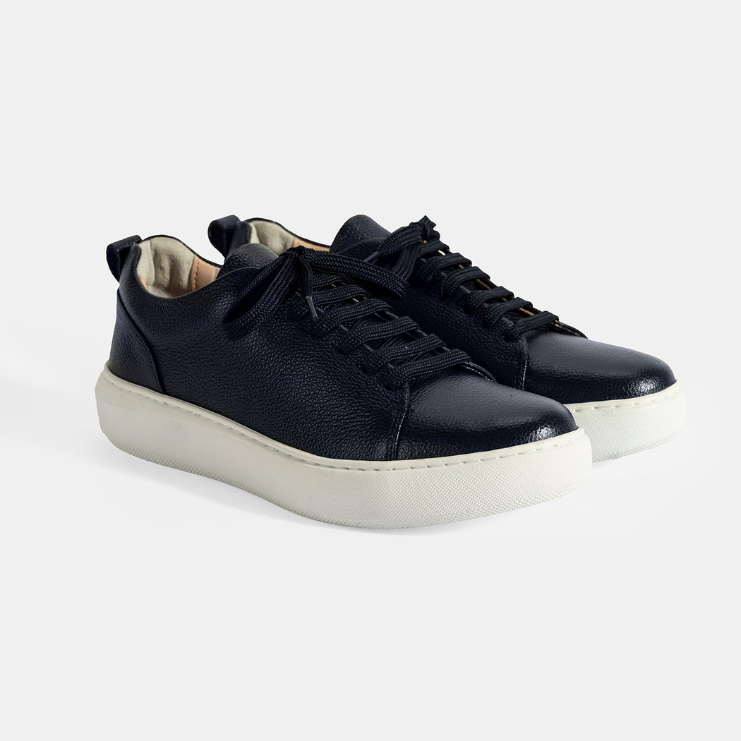 Kadın Lacivert Bağcıklı Deri Günlük Ayakkabı