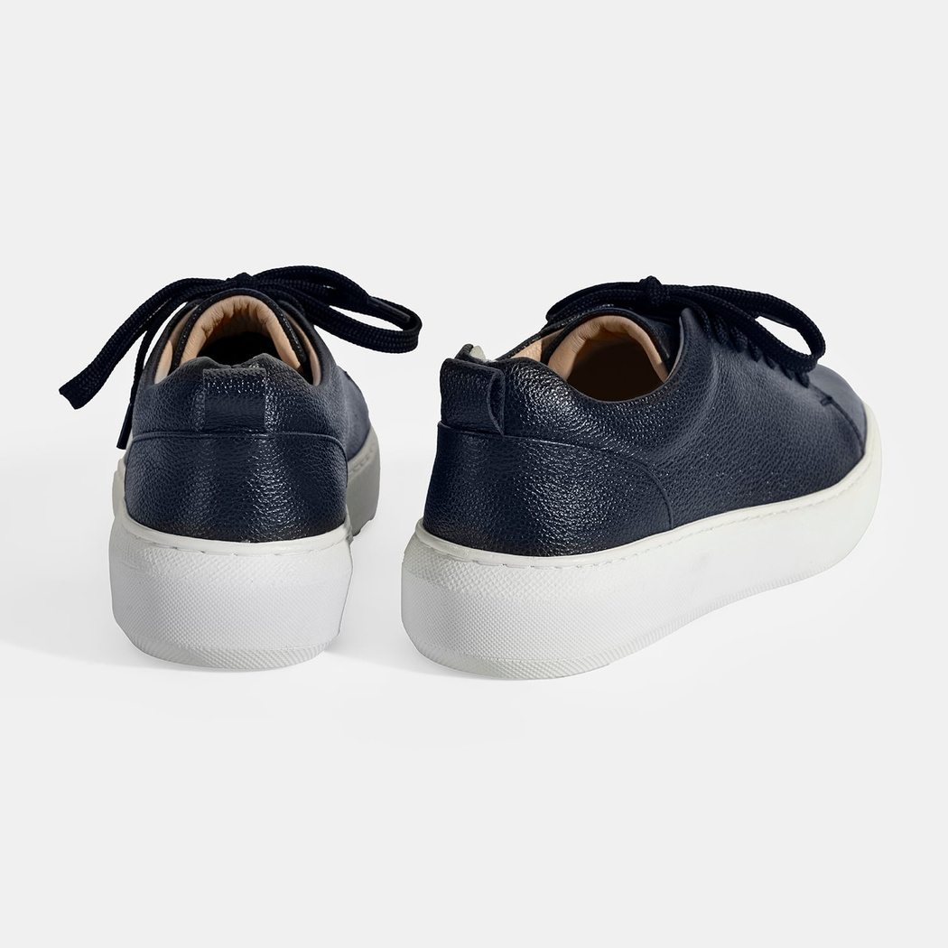 Kadın Lacivert Bağcıklı Deri Günlük Ayakkabı