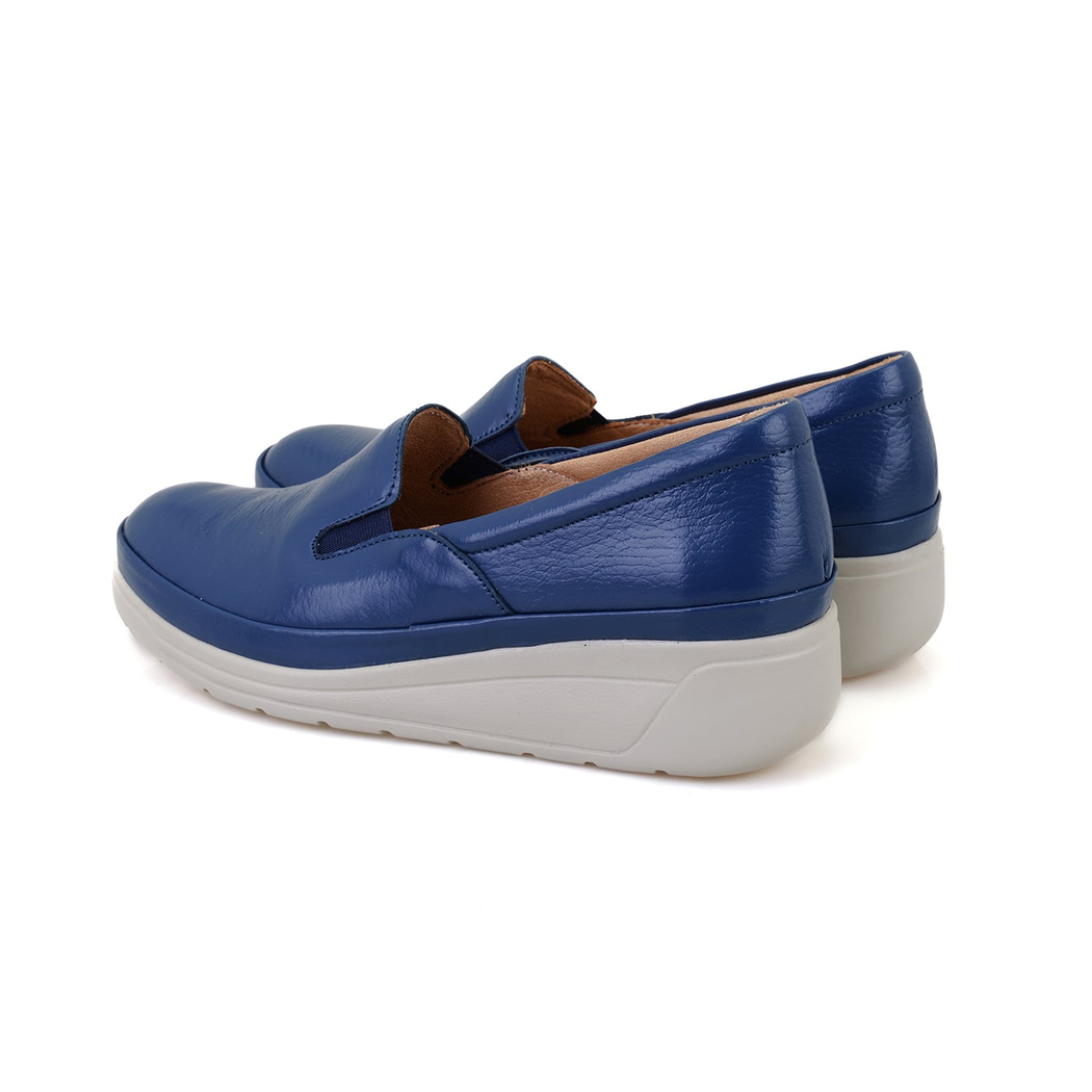 Kadın Lacivert Dolgu Topuklu Deri DesaComfort Günlük Ayakkabı