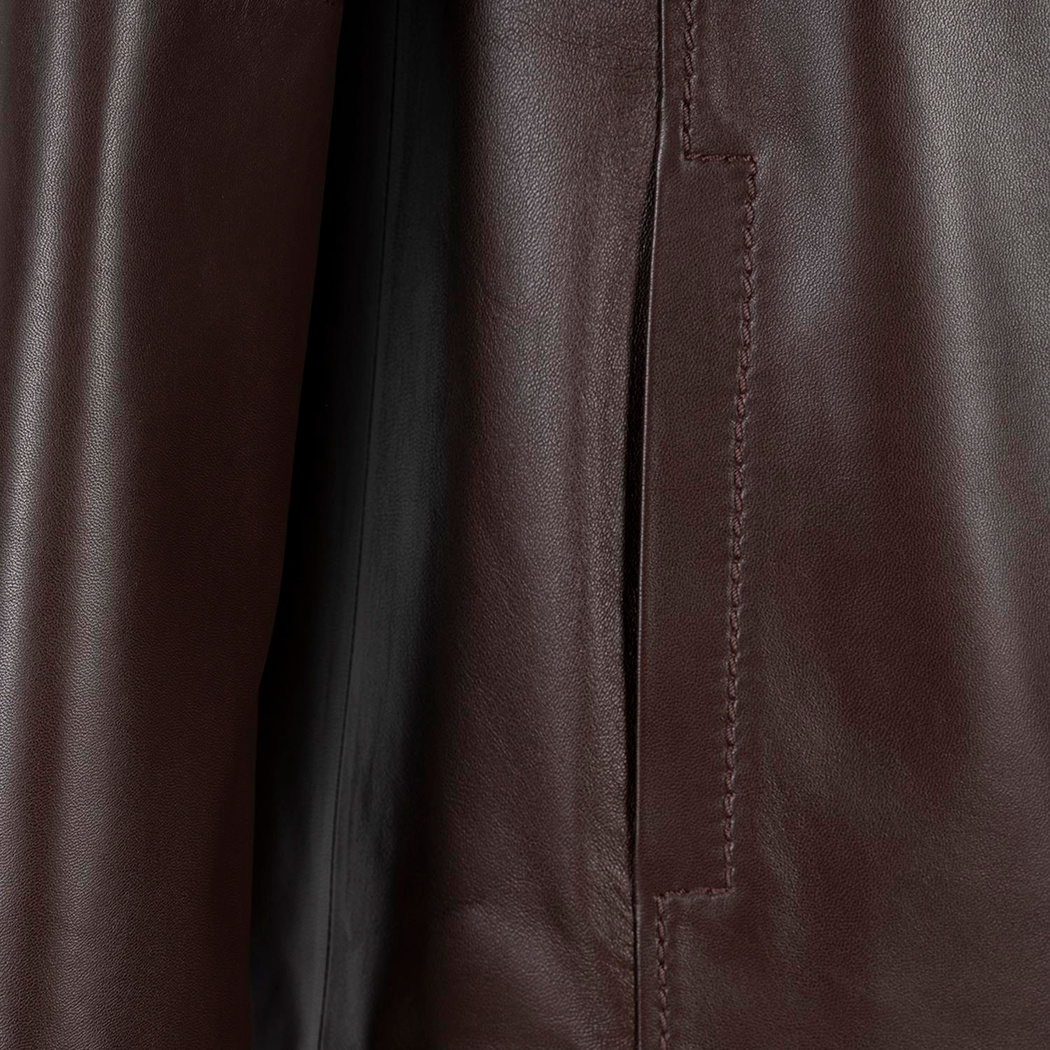 Kadın Lacivert Gömlek Yakalı Deri Ceket