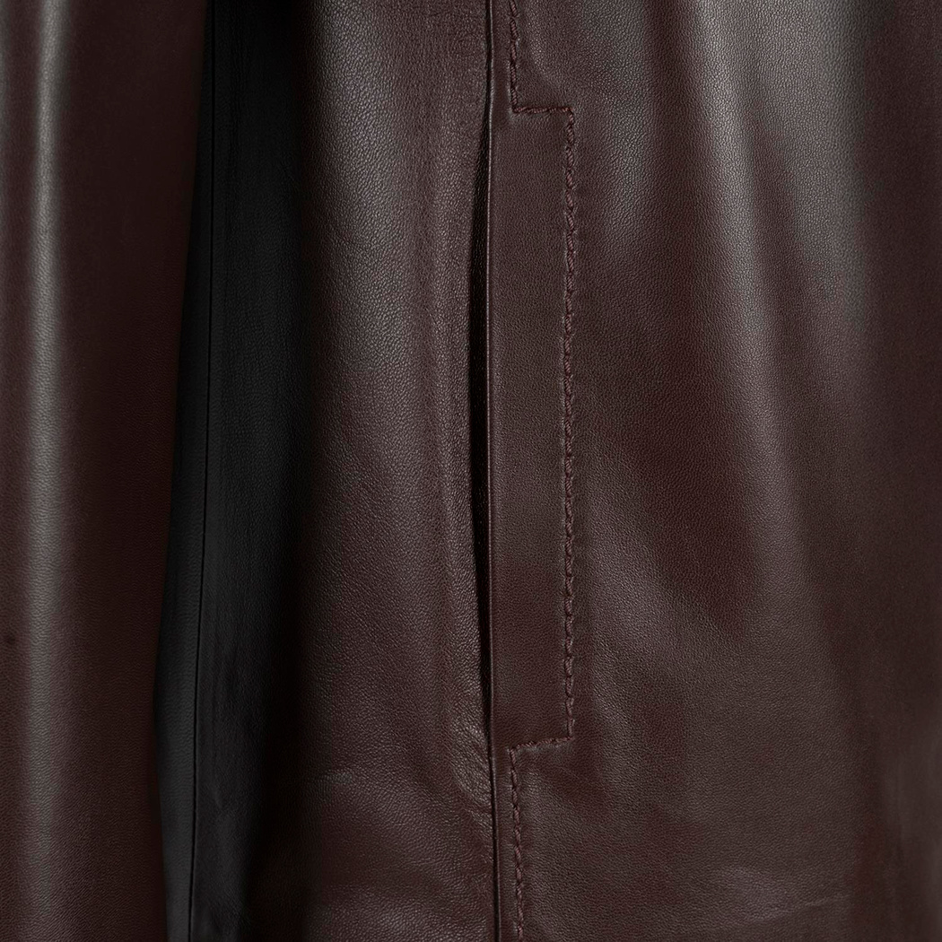 Kadın Lacivert Gömlek Yakalı Deri Ceket