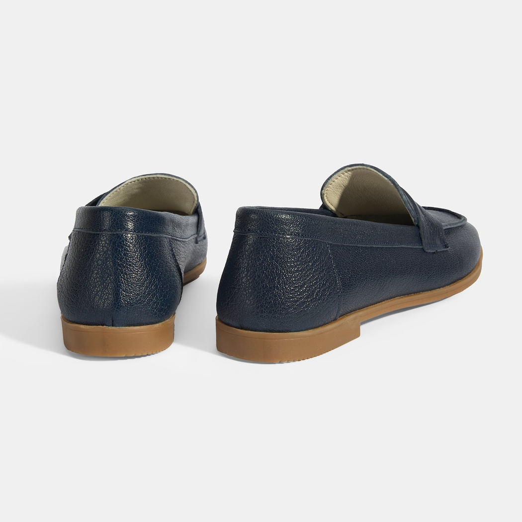 Kadın Lacivert Slip-On Deri Loafer