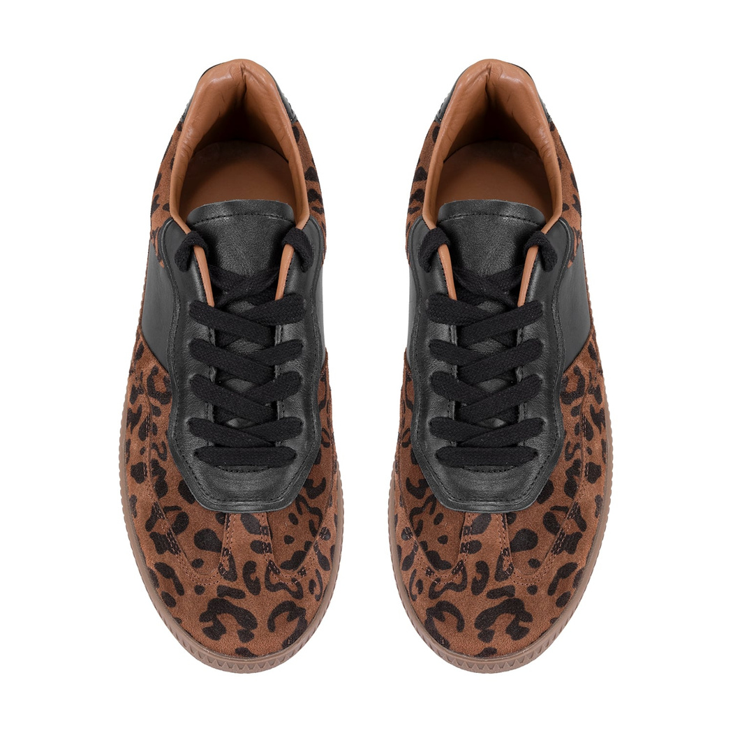 Kadın Leopar Baskılı Deri Sneaker