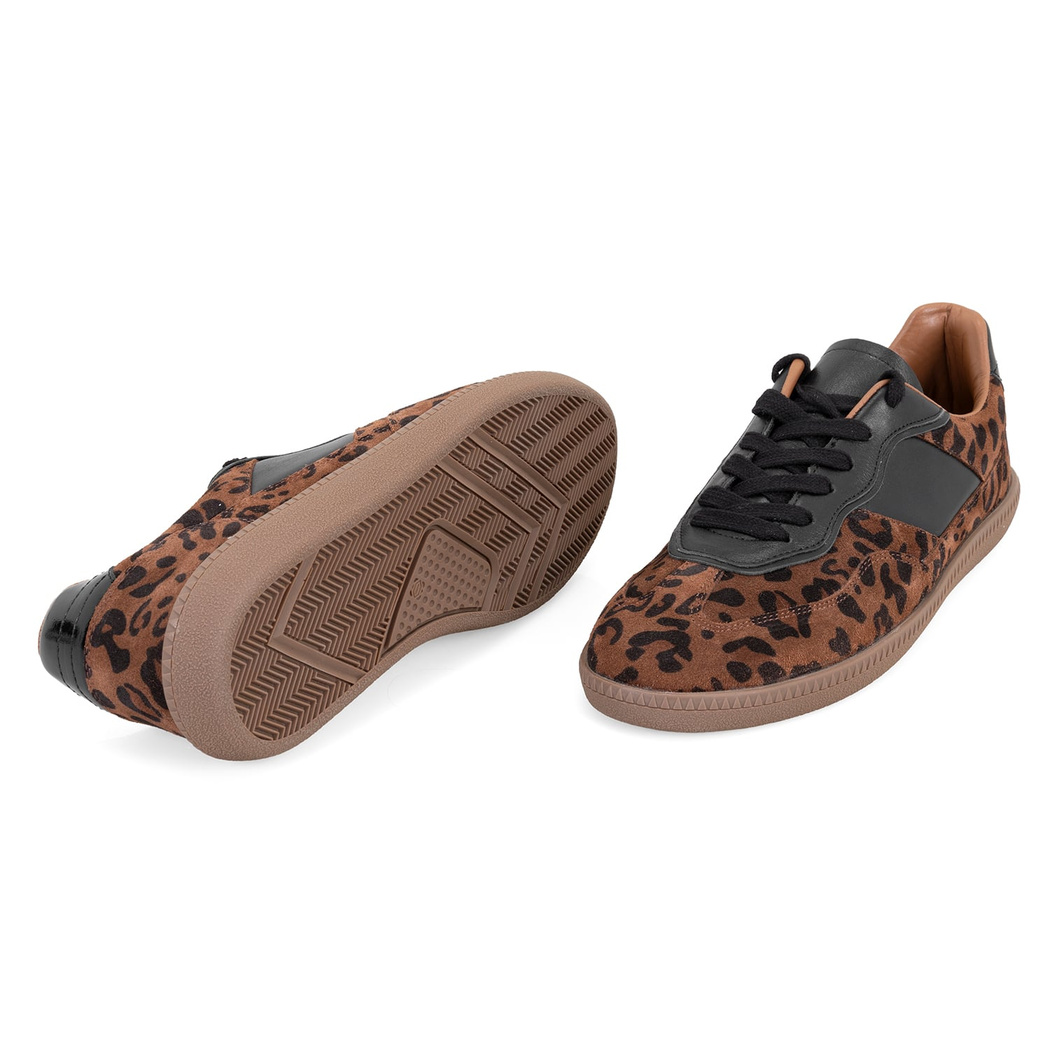 Kadın Leopar Baskılı Deri Sneaker