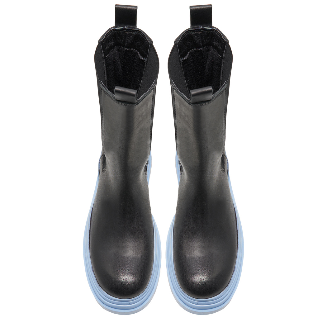 Kadın Mavi Deri Chelsea Bot