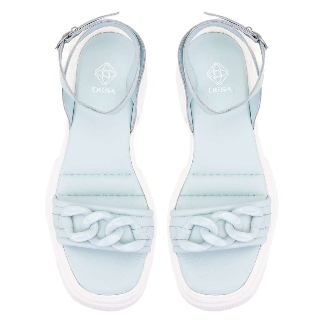 Kadın Mavi Deri Sandalet