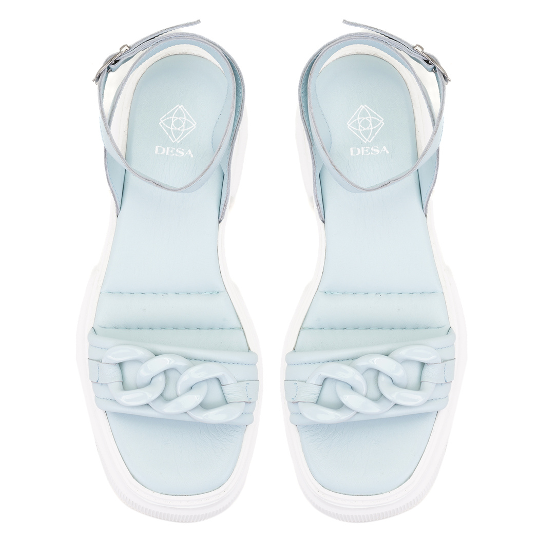 Kadın Mavi Deri Sandalet