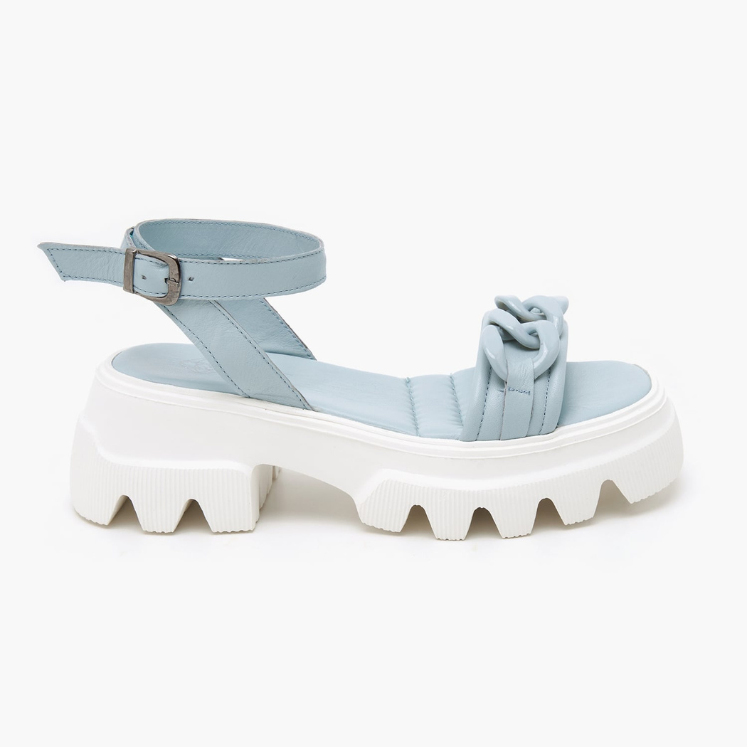 Kadın Mavi Deri Sandalet