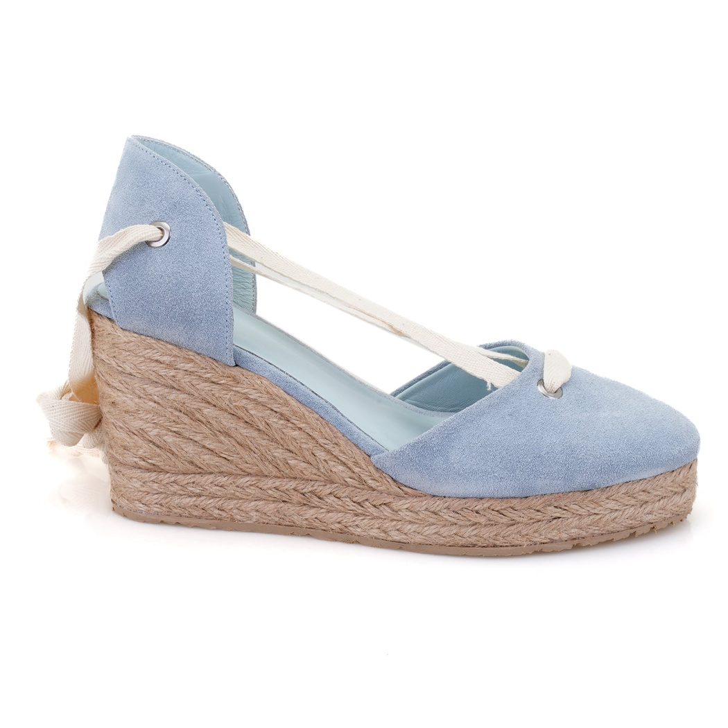 Kadın Mavi Dolgu Topuk Süet Espadril
