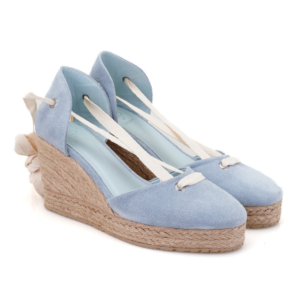 Kadın Mavi Dolgu Topuk Süet Espadril