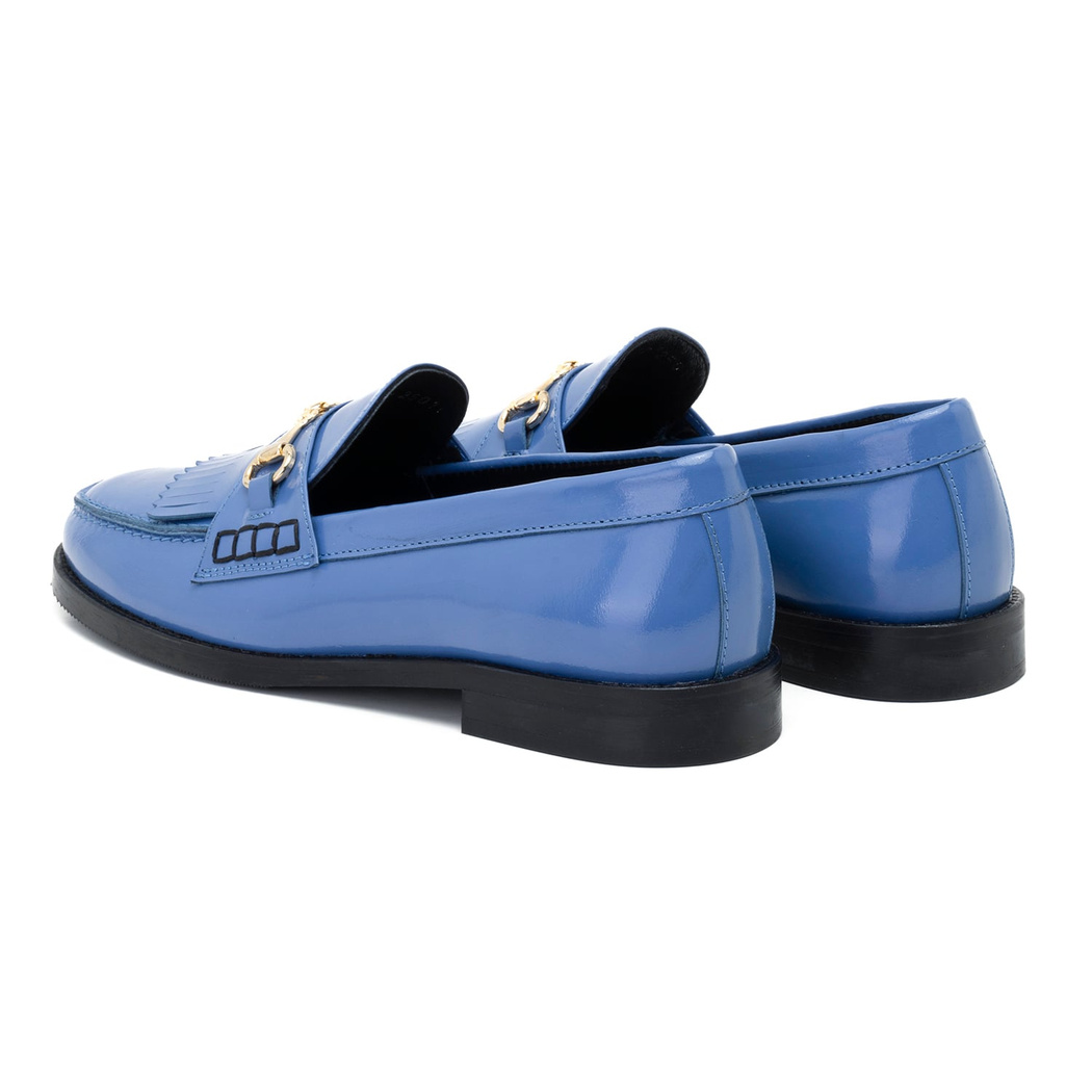 Kadın Mavi Rugan Deri Loafer