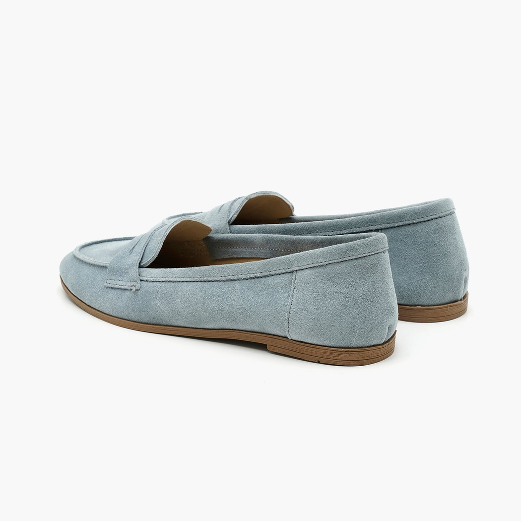 Kadın Mavi Süet Deri Loafer