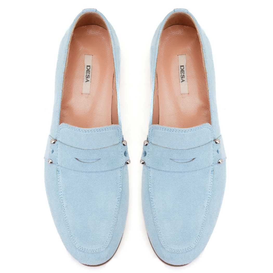 Kadın Mavi Süet Deri Loafer