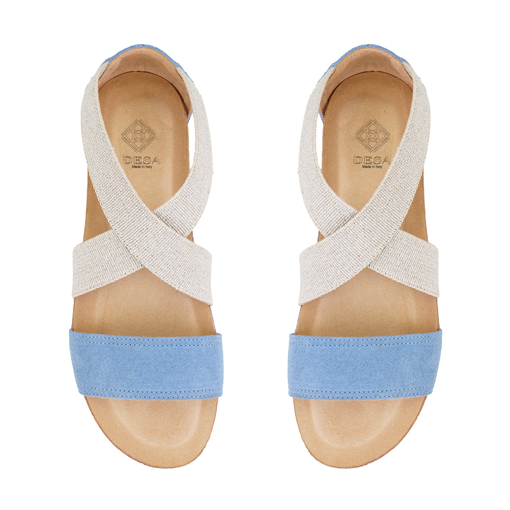 Kadın Mavi Süet Deri Sandalet