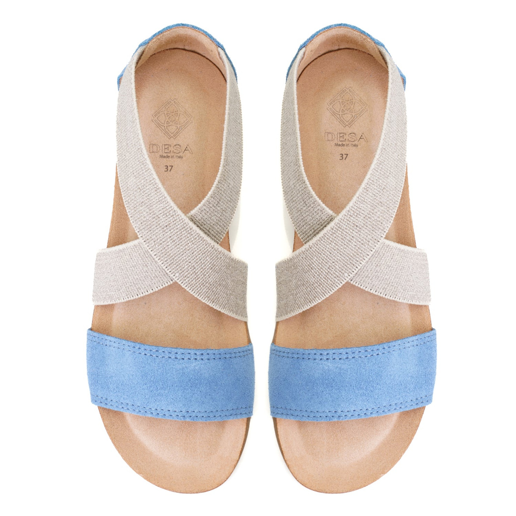 Kadın Mavi Süet Deri Sandalet