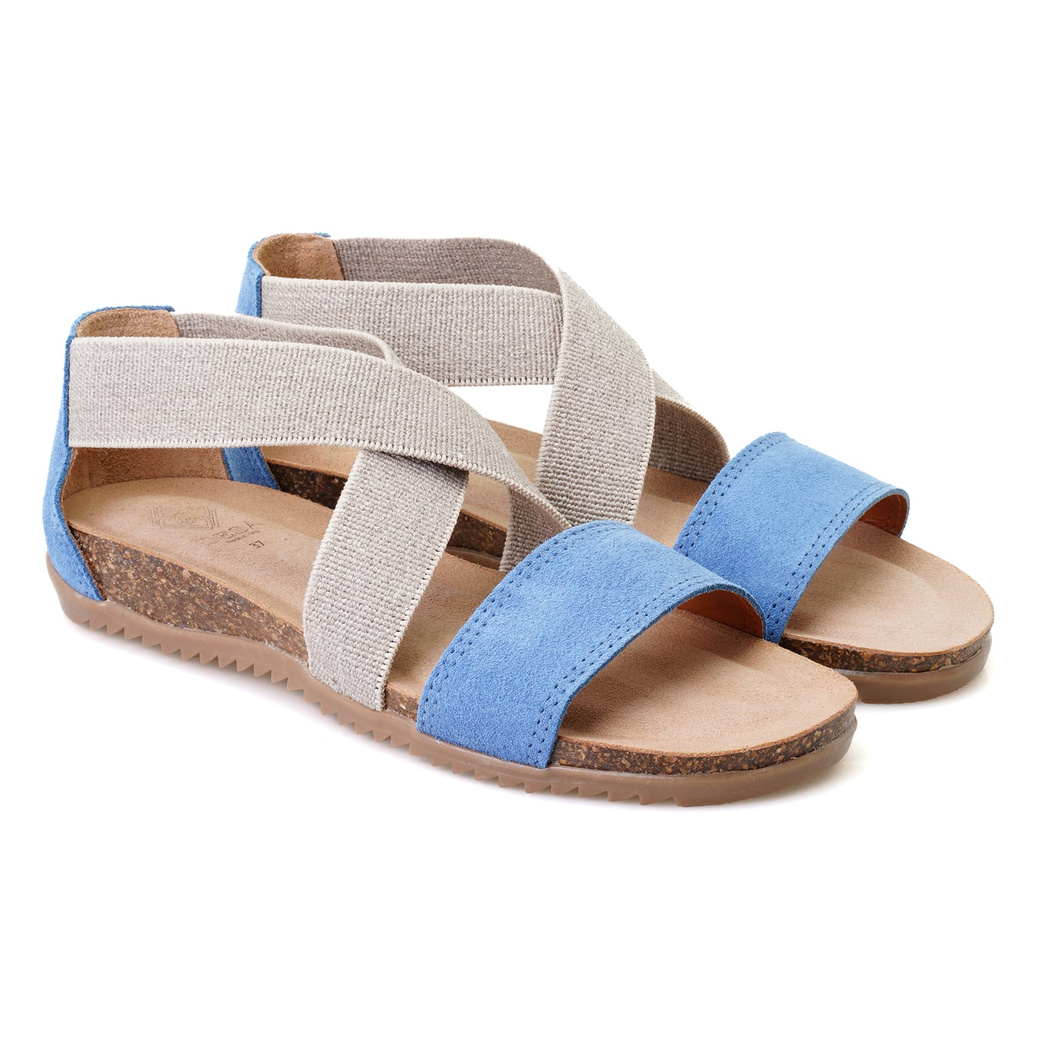 Kadın Mavi Süet Deri Sandalet