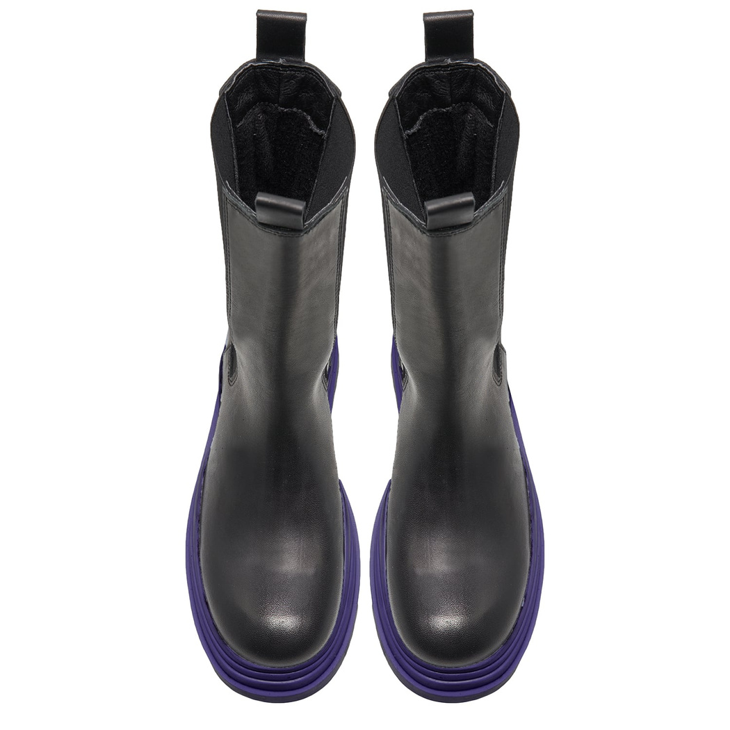 Kadın Mor Deri Chelsea Bot