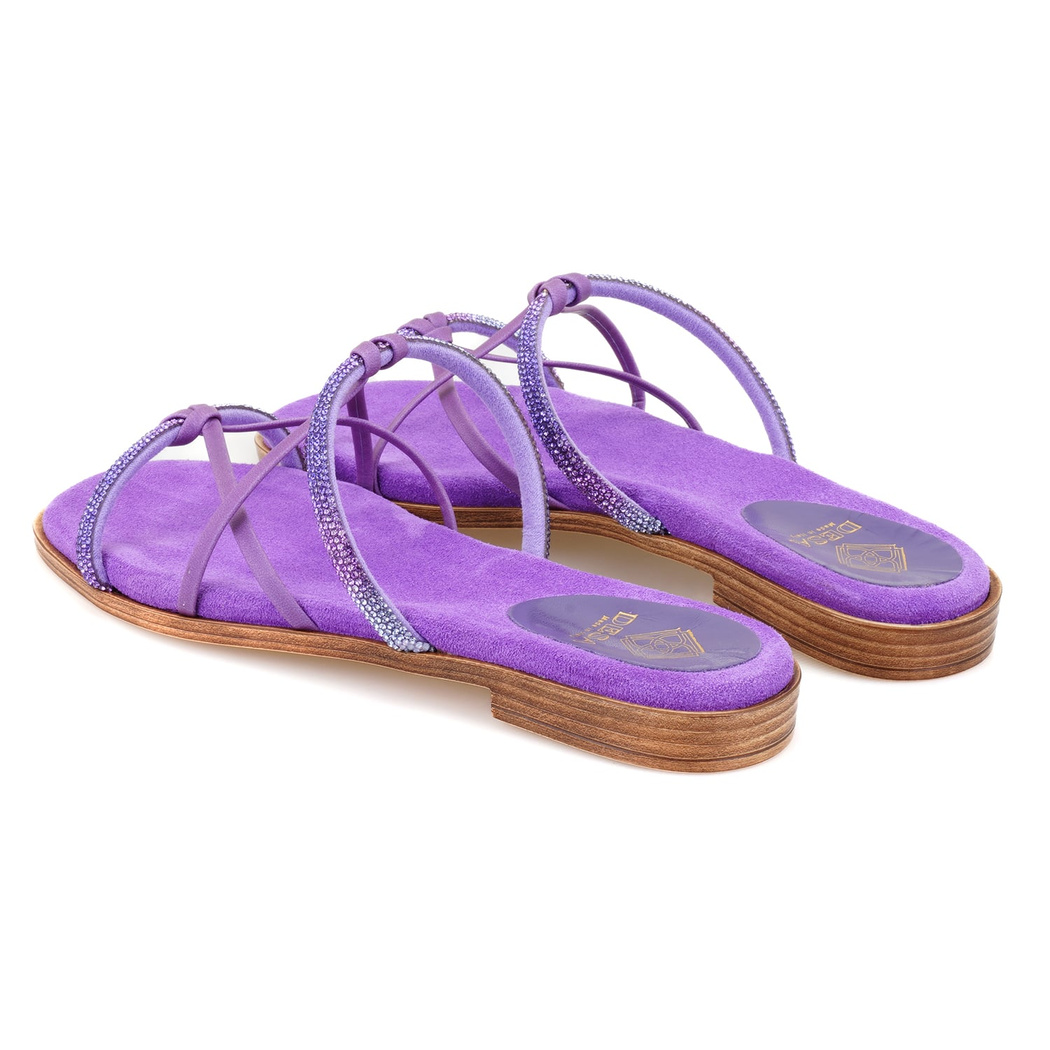 Kadın Mor Parlak Taşlı Terlik