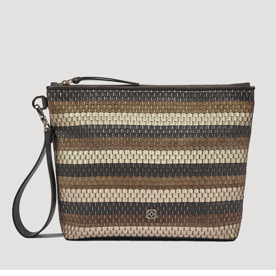 Kadın Örgülü Deri Clutch Çanta