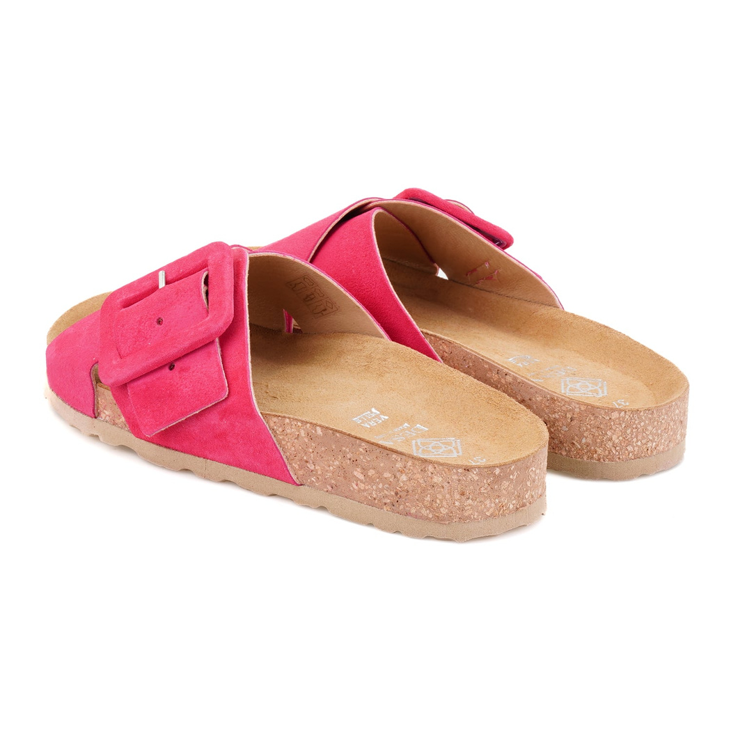 Kadın Pembe Ayarlanabilir Süet Deri Terlik