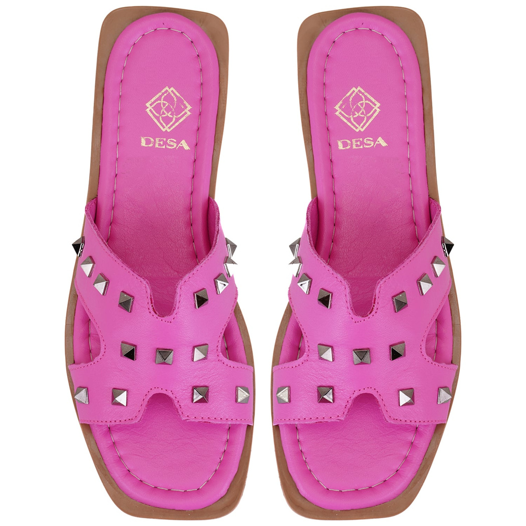 Kadın Pembe Deri Terlik