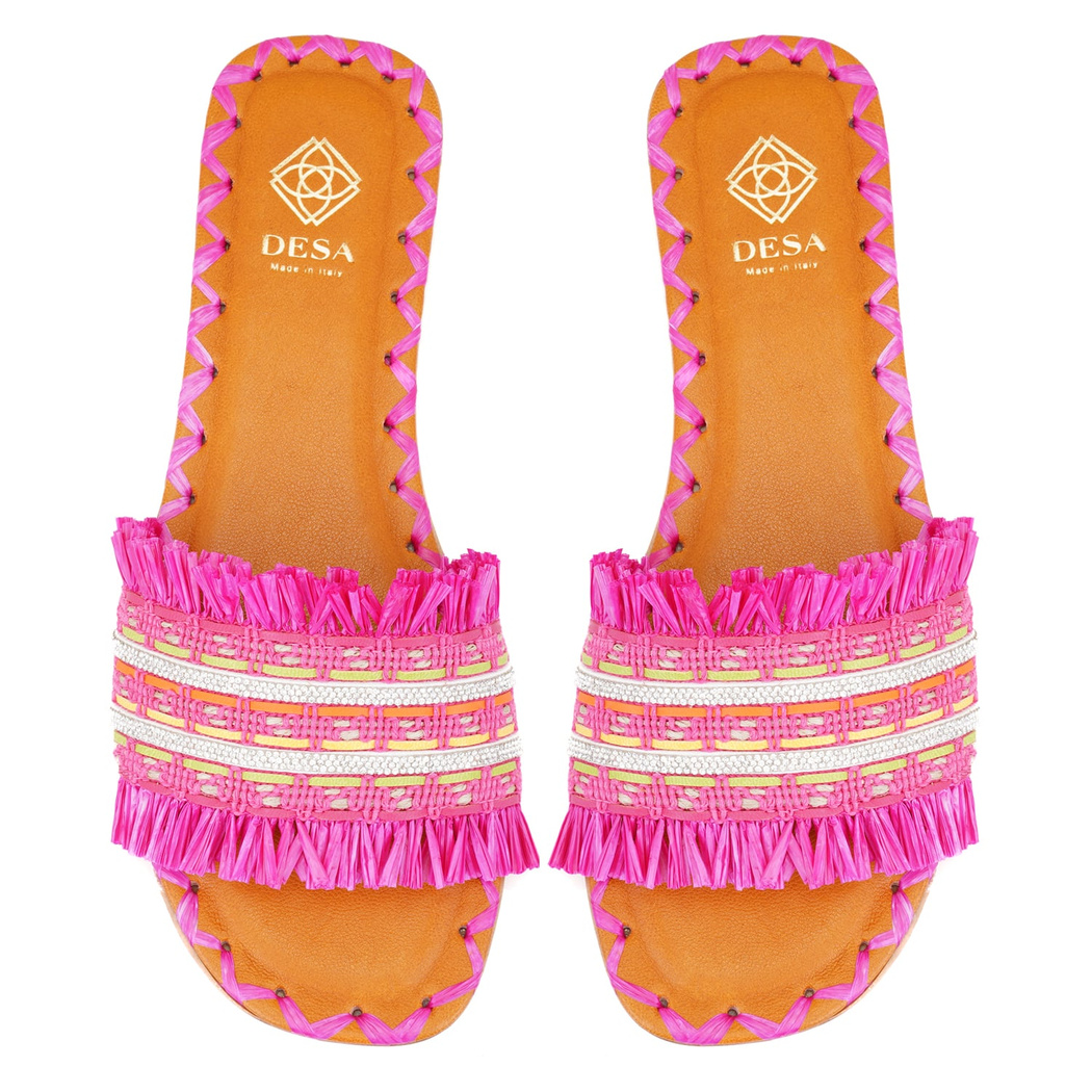 Kadın Pembe Hasır Örgülü Terlik