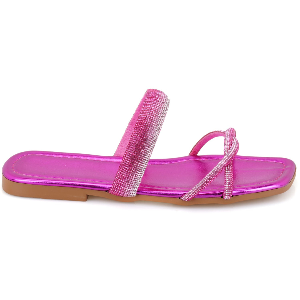 Kadın Pembe Parlak Taş Detaylı Terlik