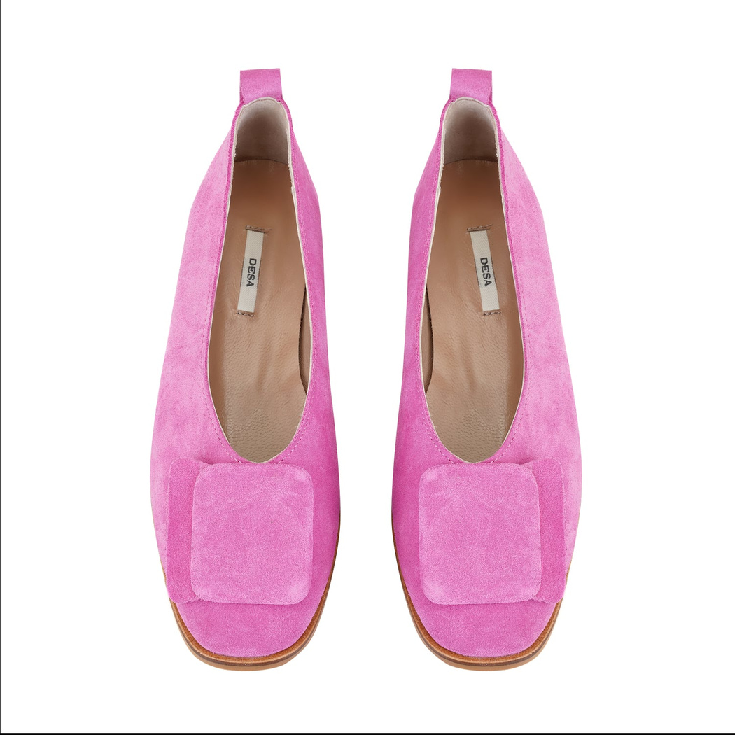 Kadın Pembe Süet Deri Babet