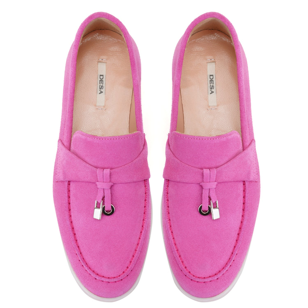 Kadın Pembe Süet Deri Loafer
