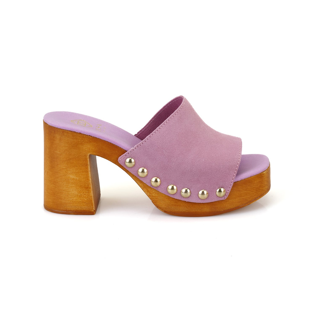 Kadın Pembe Topuklu Süet Deri Terlik