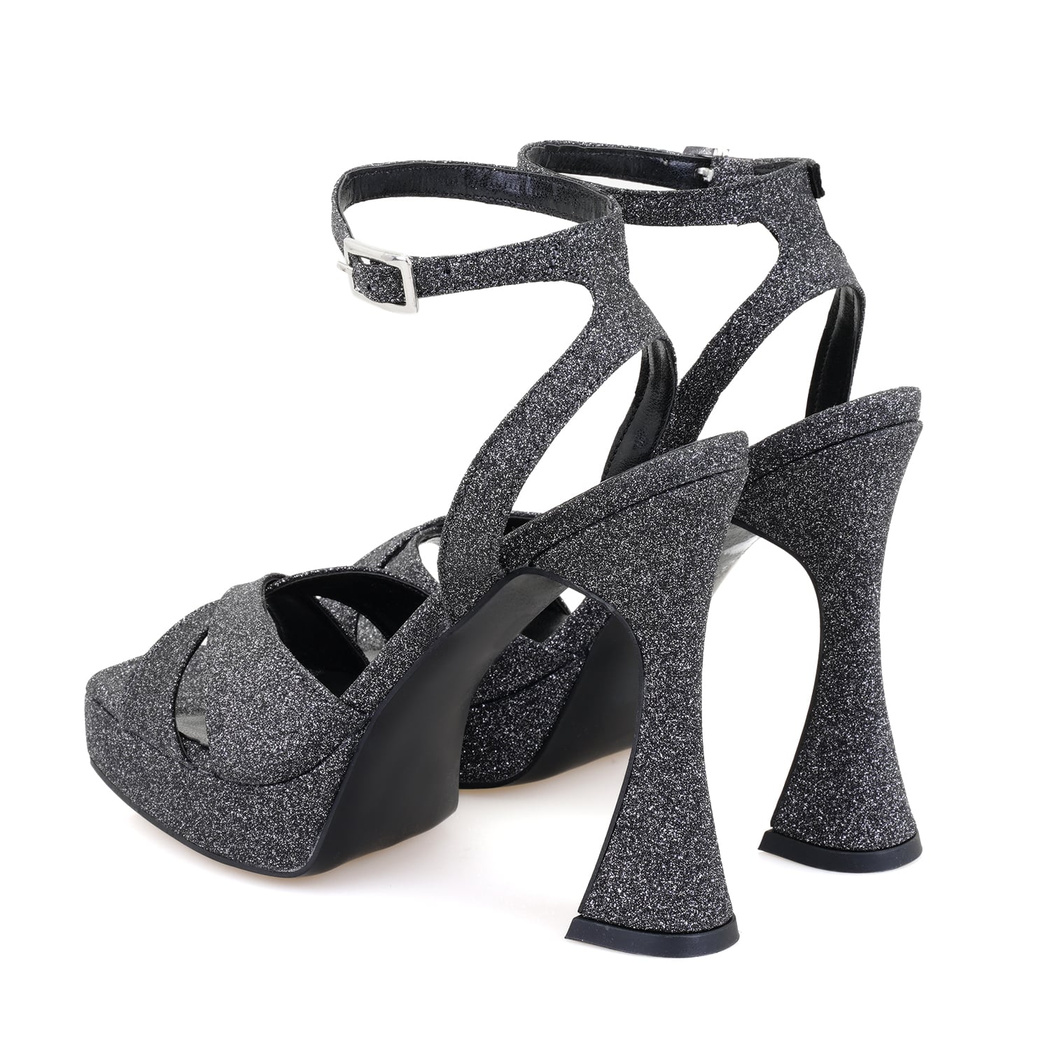 Kadın Platin Platform Topuklu Abiye Sandalet