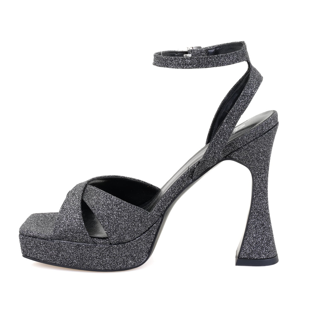 Kadın Platin Platform Topuklu Abiye Sandalet