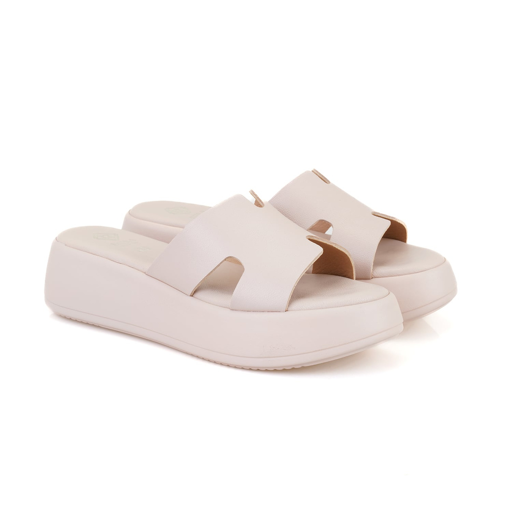 Kadın Pudra Dolgu Topuklu Deri Terlik