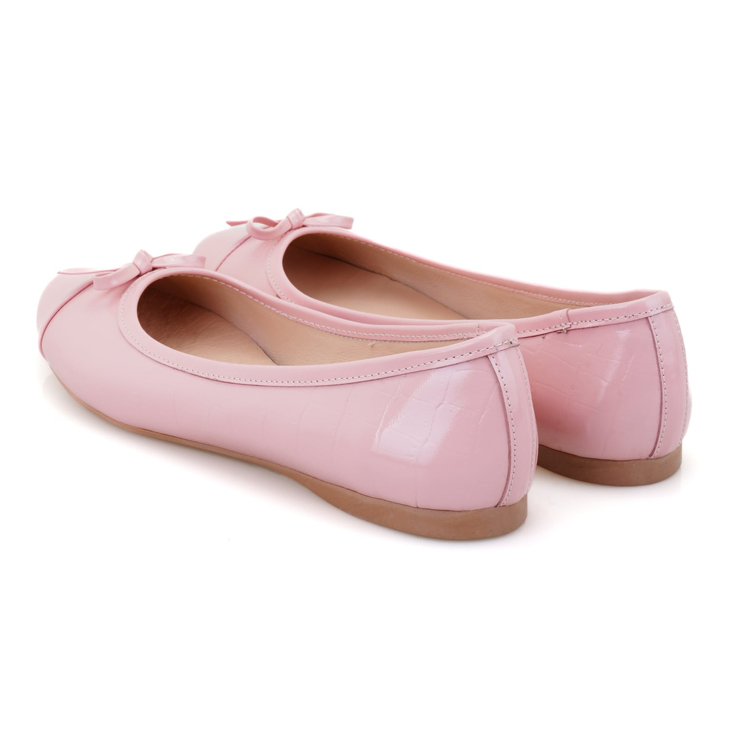 Kadın Pudra Kroko Baskılı Deri Babet