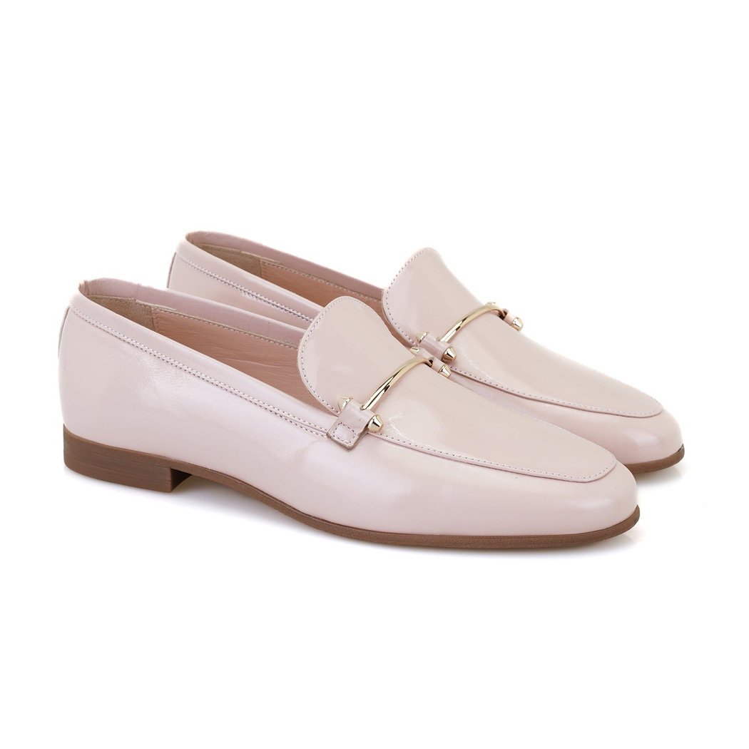 Kadın Pudra Rugan Deri Loafer
