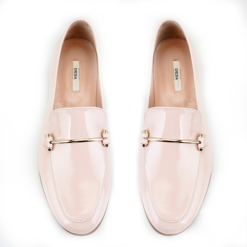 Kadın Pudra Rugan Deri Loafer