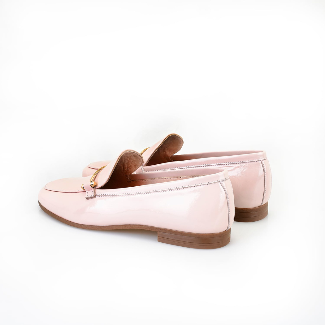 Kadın Pudra Rugan Deri Loafer