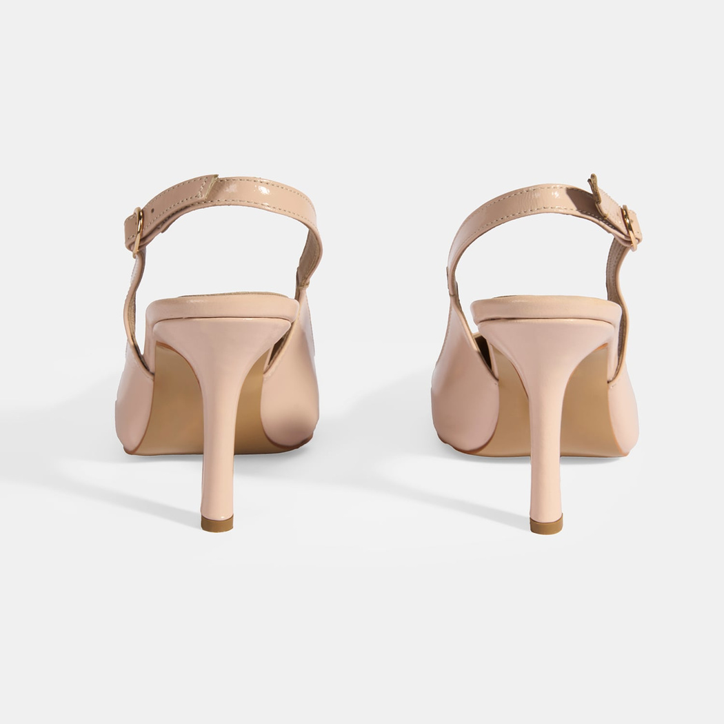 Kadın Pudra Rugan Topuklu Ayakkabı